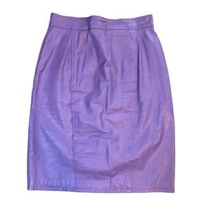 CHIA Leather Pencil Skirt Womens 8 lilac Purple High Waist Back Slit Lined